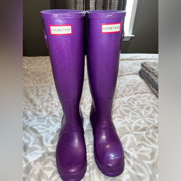 Hunter Shoes - Hunter Tall rain boots (Purple Glitter)